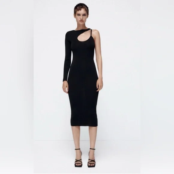 NWOT - ZARA Cutout Knit Bodycon Dress - Size: Medium - Picture 1 of 3